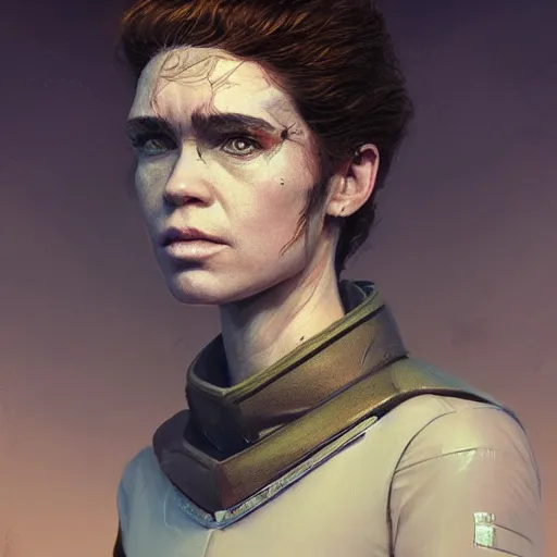 Image similar to Portrait of Grimes in Dune 1984, illustrated by Greg Rutkowski, trending on artstation, artstationHQ, artstationHD, 4k, 8k