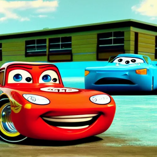 Prompt: car jesus christ chrysler as a car from cars 2, jesus, as a car from the movie cars 3, cinestill,