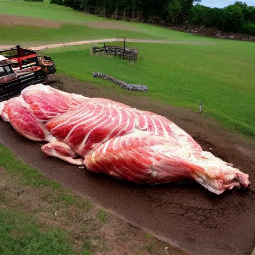 Prompt: the world\'s largest raw chicken going down a slip \'n\' slide