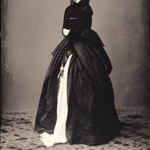 Image similar to high quality photo of a young noblewoman wearing black in mourning taken in 1 8 8 6