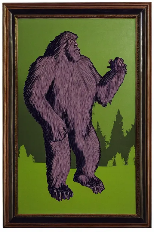 Prompt: Bigfoot in the style of a presidential portrait, national portrait gallery