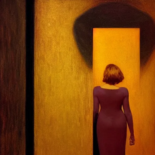 Image similar to a black scary monster in a gold haunted liminal abandoned room, hyperrealistic film still by edward hopper, by gottfried helnwein, by klimt, art noveau, highly detailed, strong lights, liminal, eerie, bright pastel colors,