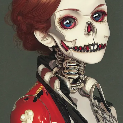 Prompt: anime manga skull portrait young woman, pixar, jesse toy story, skeleton, intricate, elegant, highly detailed, digital art, ffffound, art by JC Leyendecker and sachin teng