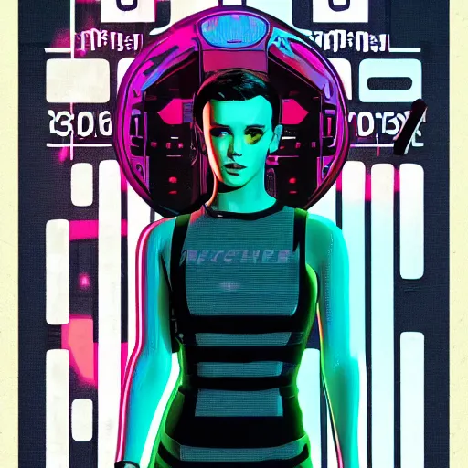 Prompt: Cyberpunk Millie Bobby Brown by Butcher Billy