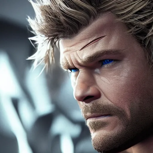 Image similar to Solid Snake portrayed by Chris Hemsworth, HD, photorealistic, cinematic lighting,