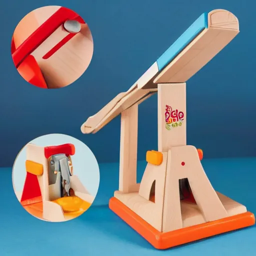 Image similar to a guillotine designed by fisher - price toys, toy guillotine, high detail product photo