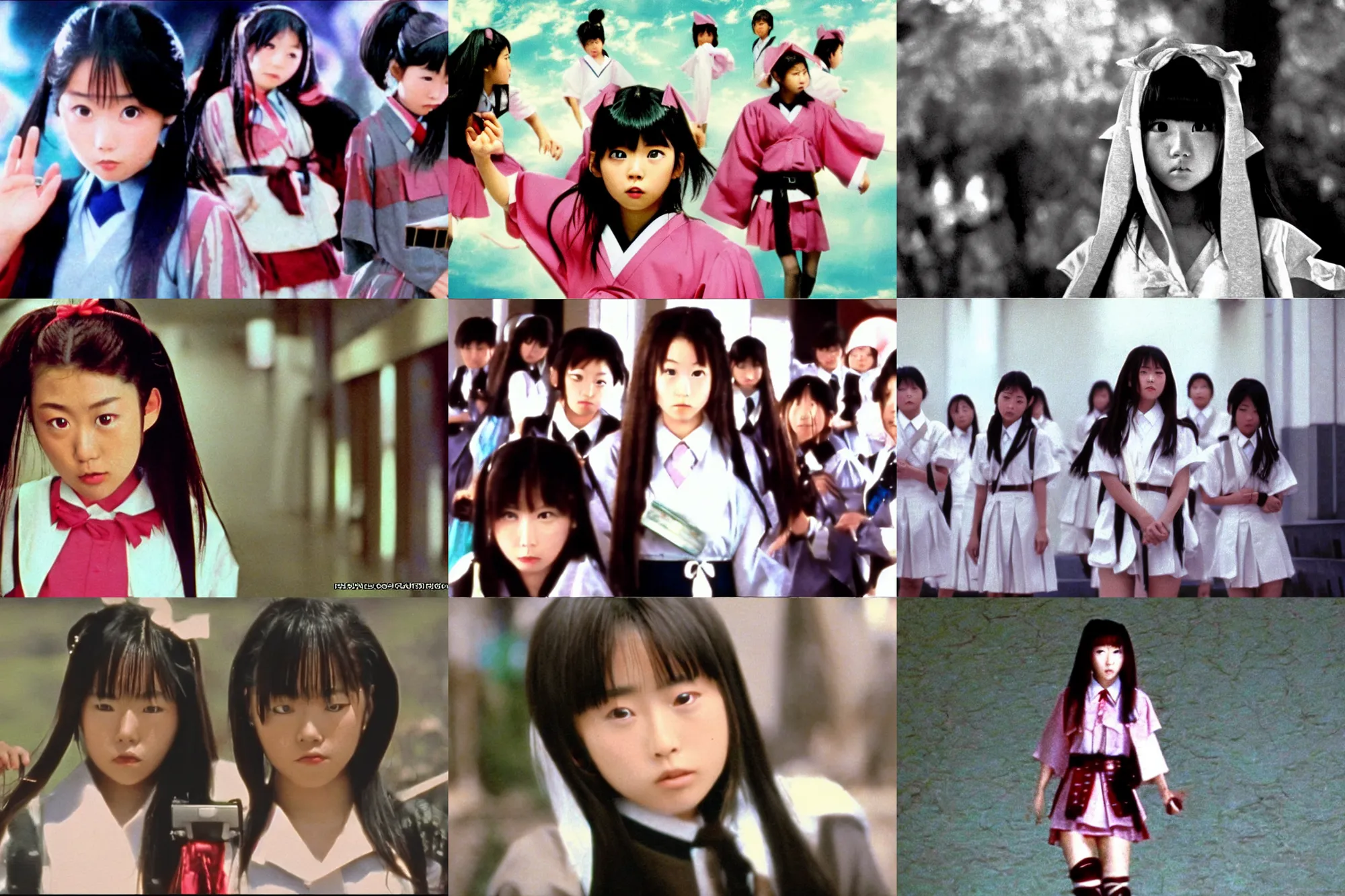 Prompt: epic, cinematic 1 9 9 0 s movie shot of a mystical occult japanese schoolgirl