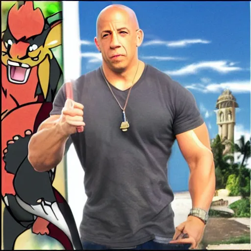 Image similar to Vin Diesel as a pokemon monster