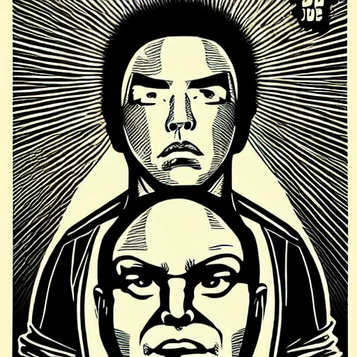 Prompt: portrait of saitama by mcbess and shepard fairey