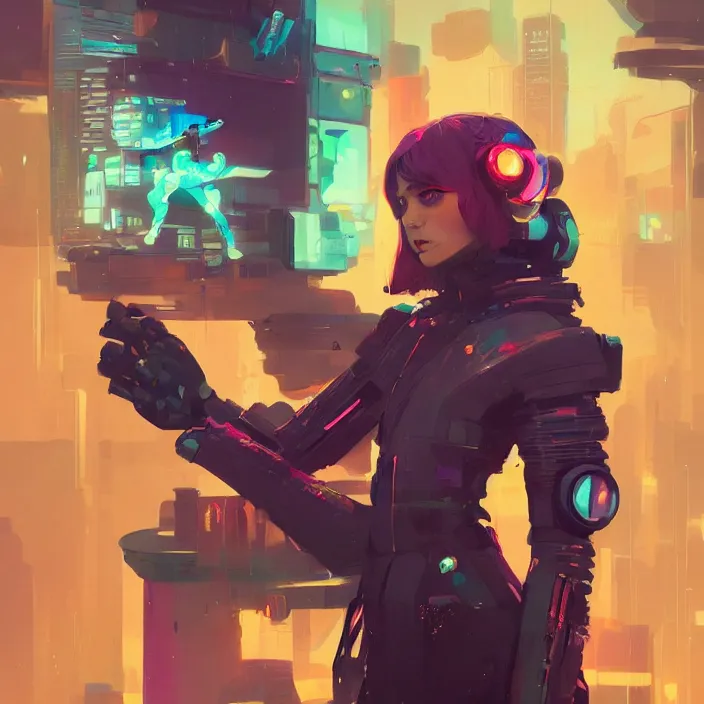 Image similar to a beautiful portrait painting of a cyberpunk girl by sergey kolesov and pascal blanche and sachin teng and greg rutkowski, in style of colorful comic. symmetry, hyper detailed. octanev render. trending on artstation