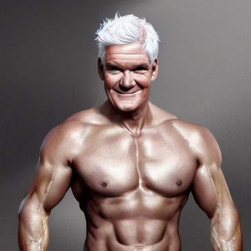 Image similar to Philip schofield with the physique of a body builder, photorealistic, highly detailed, 4k, digital painting,