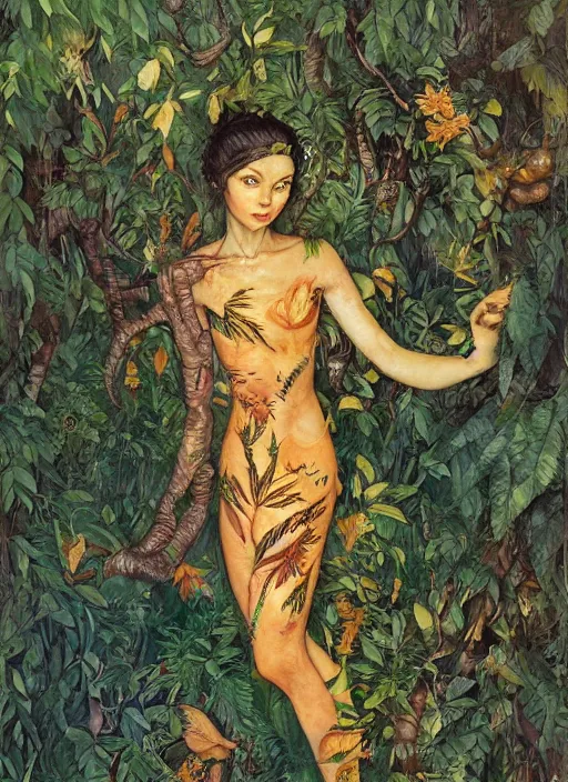 Prompt: lush mango forest fairy foliage painting carved in amber by chiara bautista and norman rockwell and greg rutkowski weta studio