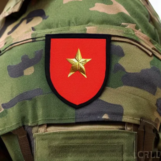 Image similar to bear as Army commander, special forces, Russian flag, realistic,