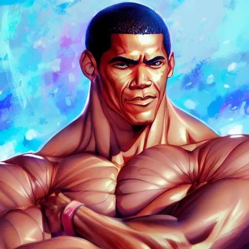 Image similar to anime portrait of obama as a muscular anime boy by stanley artgerm lau, wlop, rossdraws, james jean, andrei riabovitchev, marc simonetti, and sakimichan, trending on artstation