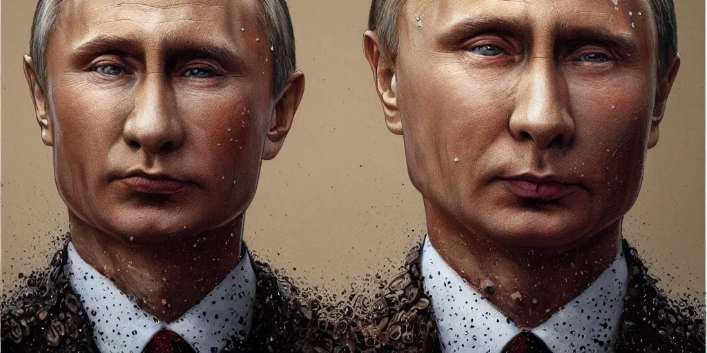 Prompt: portrait of vladimir putin's face made up of worms, james gurney, greg rutkowski, photorealistic, hyperdetailed