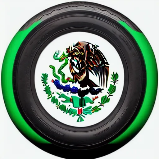 Image similar to a tire with the Mexican flag printed on it, National Geographic photo, coherent like Dall-E 2