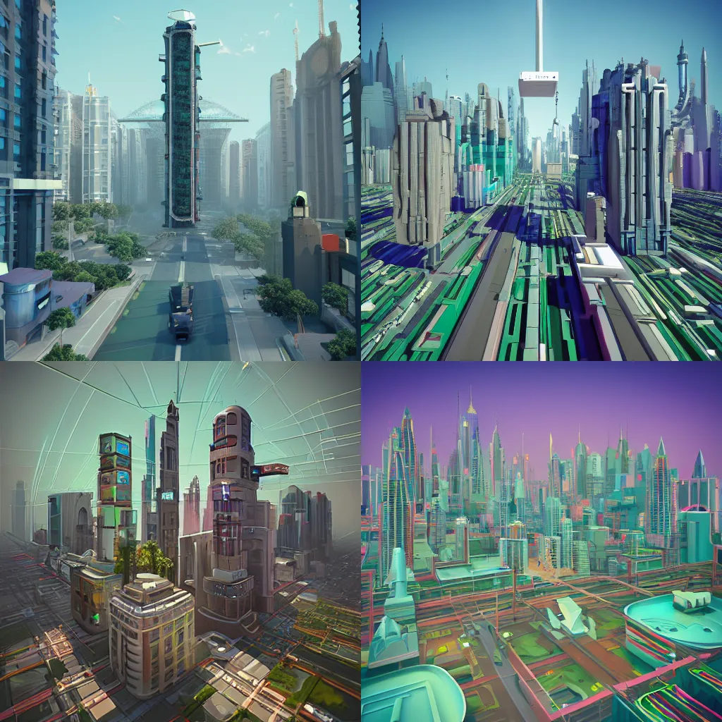 Prompt: city in style of beeple