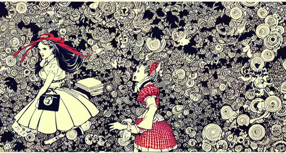 Image similar to alice in wonderland still frame by yuko shimizu, tee party by yuko shimizu