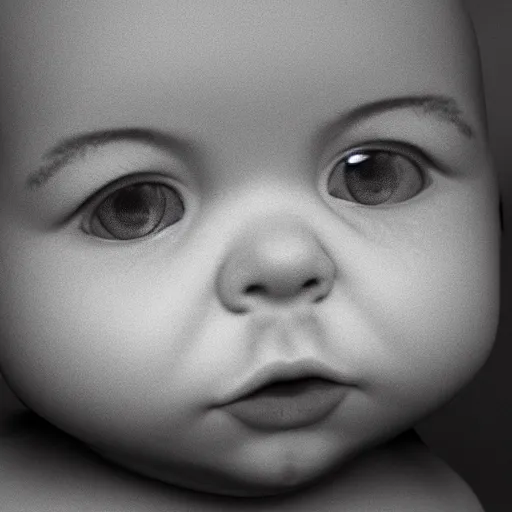 Image similar to ugly baby, splash art, detailed face, photorealistic facial features, cinematic lighting, dramatic, octane render, long lens, shallow depth of field, bokeh, anamorphic lens flare, hyper detailed, 3 5 mm film grain