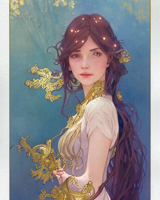 Image similar to secret romance, highly detailed, gold filigree, romantic storybook fantasy, soft cinematic lighting, award, disney concept art watercolor illustration by mandy jurgens and alphonse mucha and alena aenami, pastel color palette, featured on artstation