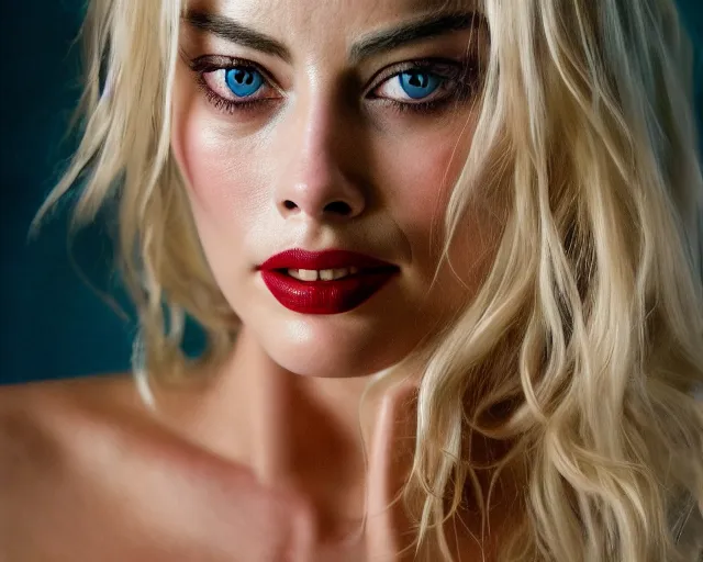 Image similar to a beautiful mix of margot robbie and amber heard, hyper realistic face, beautiful eyes, cinematic, long shot, hyper detailed, 8 5 mm photograph, 8 k resolution, film still, sharp lens, wide lens