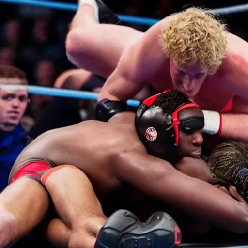 Image similar to logan paul vs ksi, wrestling