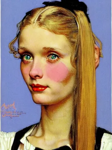 Image similar to portrait of abbey lee by norman rockwell