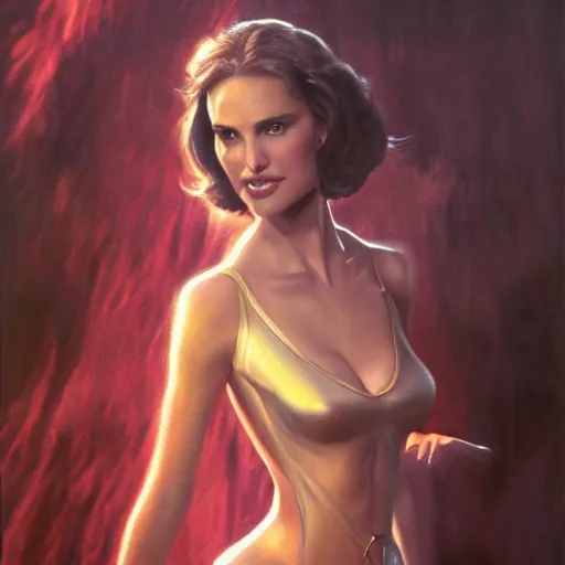 Prompt: natalie portman as a sorceress, artstation, boris vallejo, highly detailed