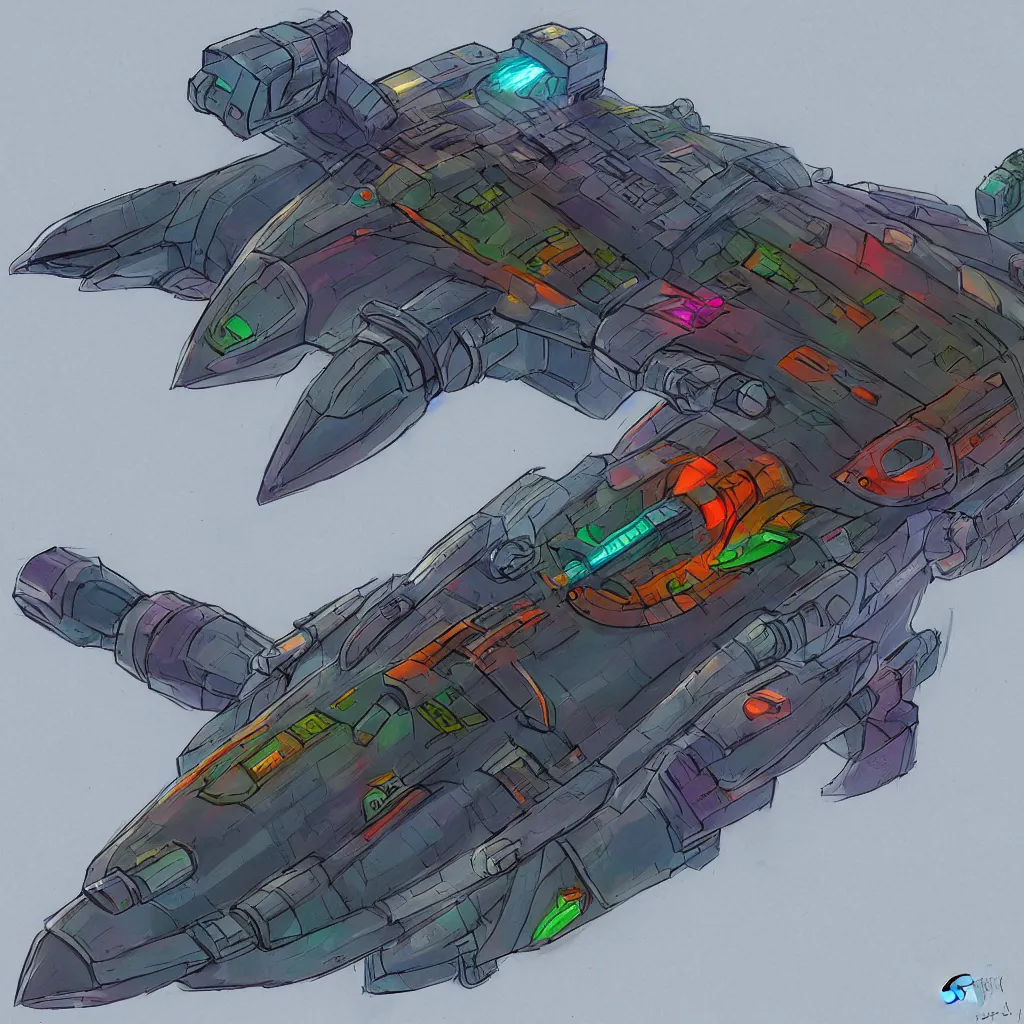 Image similar to combat spaceship from the side concept art colorful by gurmukh basin