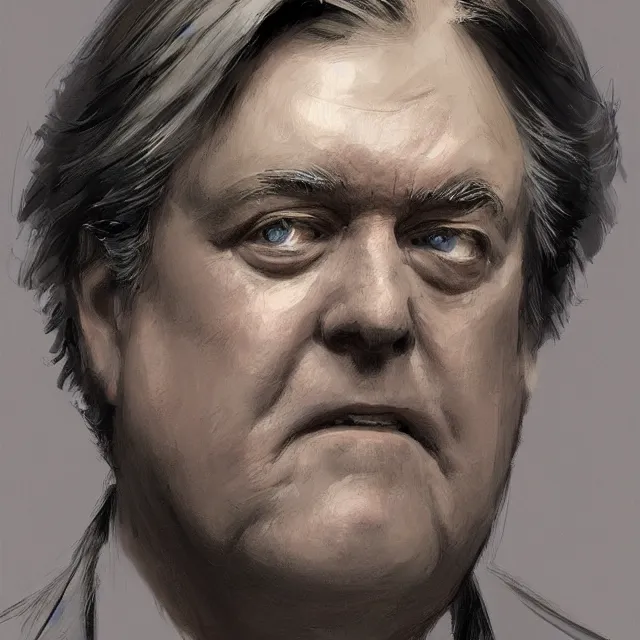 Image similar to steve bannon, portrait, elegant, intricate, digital painting, artstation, concept art, smooth, sharp focus, illustration, art by konstantin korovin and daniel f. gerhartz and john howe