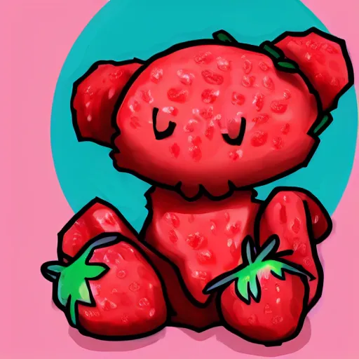 Prompt: adorable strawberry creature trending on pixiv