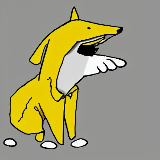 Prompt: cartoon sketch of a wolf wearing a yellow raincoat