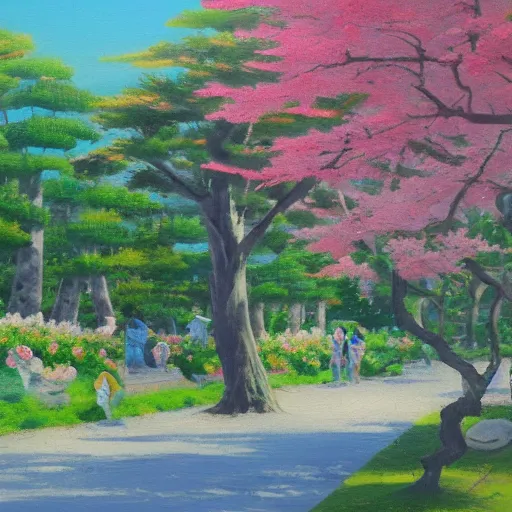 Image similar to japanese suburb peaceful summer day oil painting hd