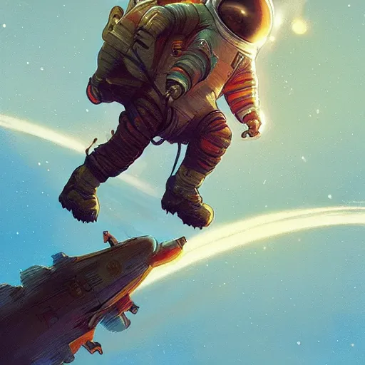 Prompt: Astronaut riding a rocket, highly detailed, digital painting, artstation, concept art, smooth, sharp focus, illustration, art by artgerm and greg rutkowski and alphonse mucha