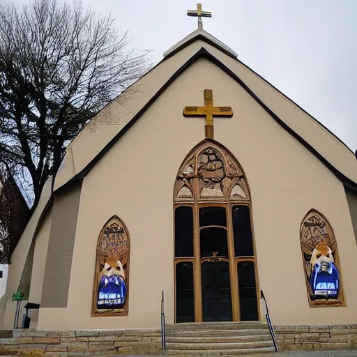 Prompt: shiba inu church