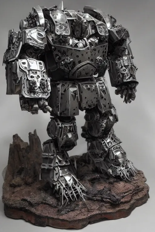 Image similar to a bearded man in bulky mech armor that looks too big for his head. highly detailed, intricate. hyper realistic.