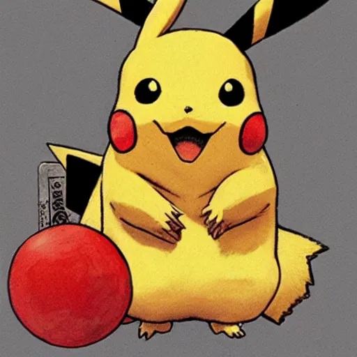 Image similar to pikachu drawn by norman rockwell