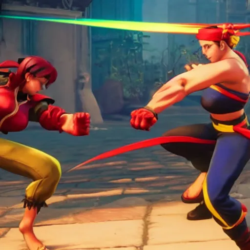 Image similar to cami fighting cami in street fighter v