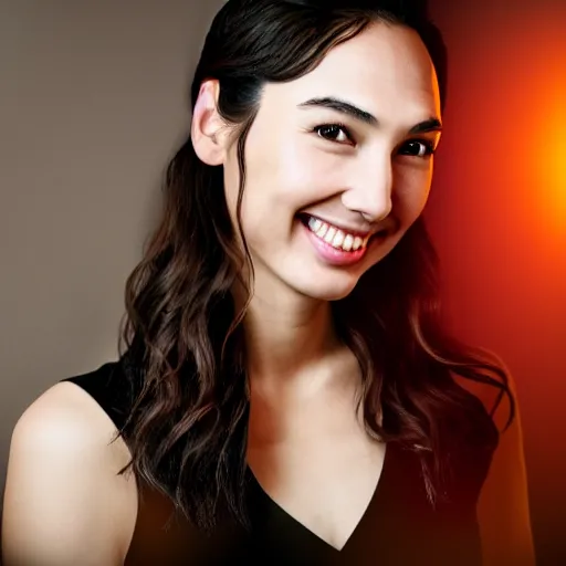 Image similar to smiling Chinese Gal Gadot, lighting by the sunlight , photo studio, HDR, 8k, trending on artstation