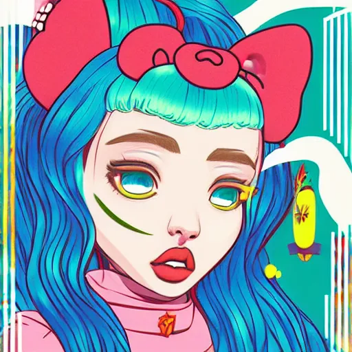 Image similar to dojacat profile picture by sachin teng x hellokitty, vector, ganja, marijuana, organic painting, hard edges, masterpiece, smoke, asymmetrical, matte paint, energetic