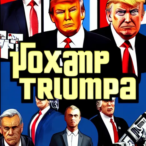 Image similar to donald trump, gta v, cover art by stephen bliss, boxart, loading screen