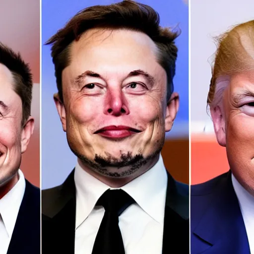 Image similar to Elon musk, Donald trump, holding hands