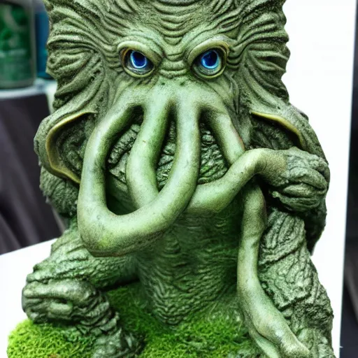 Prompt: cthulhu mossy statue