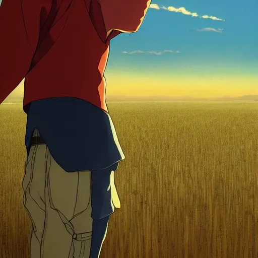 Prompt: anime, sharp focus, breath taking beautiful, Aesthetically pleasing, field of grain at golden hour, digital concept art by Hayao Miyazaki and Akira Toriyama and Makoto Shinkai and Studio Ghibli, fine art, official media, high definition, illustration, ambient lighting, HDR, HD, 8K, award winning, trending, featured, masterful, dynamic, energetic, lively, elegant, intricate, complex, highly detailed, Richly textured, Rich vivid Color, masterpiece.