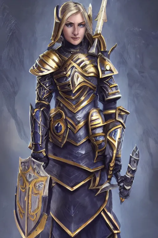 gorgeous female Paladin, beautiful face, mace and | Stable Diffusion