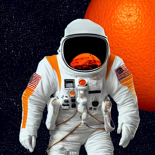 Image similar to An orange scifi spacesuit, digital art