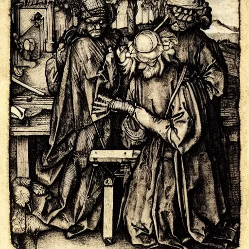 Image similar to gpus go brrr, by albrecht durer ( 1 5 2 3 )