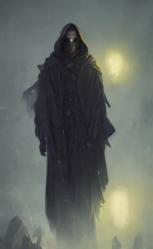 prompthunt: blind pale man, scarred face, dark hood, black robes, mystery,  fantasy, character, artwork, detailed