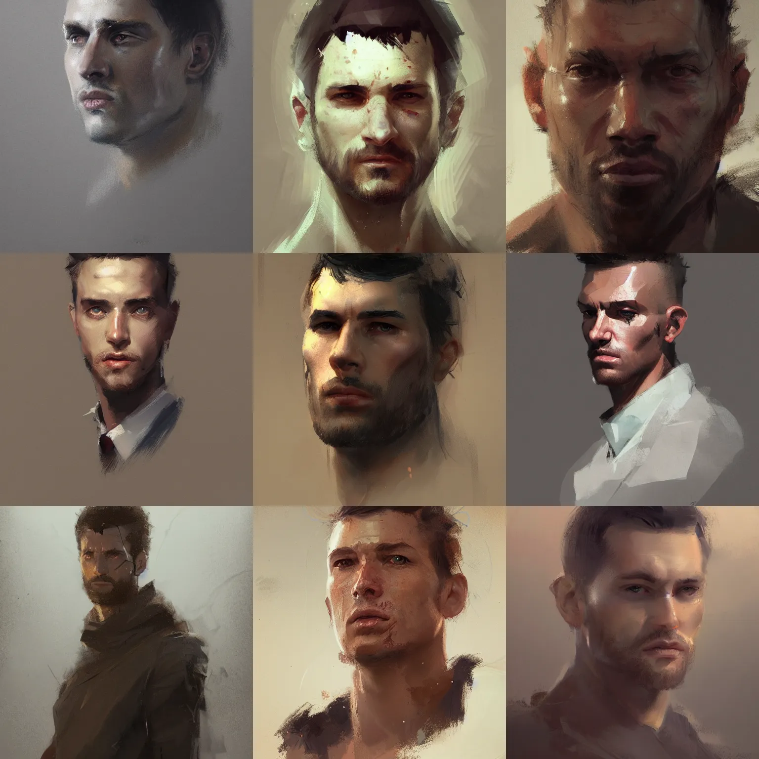 Prompt: portrait of a man, by greg rutkowski, chris tulloch mccabe, valentina remenar and asher duran, digital art, concept art, trending on artstation