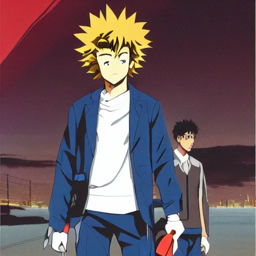 Image similar to spike spiegel wearing techwear, anime